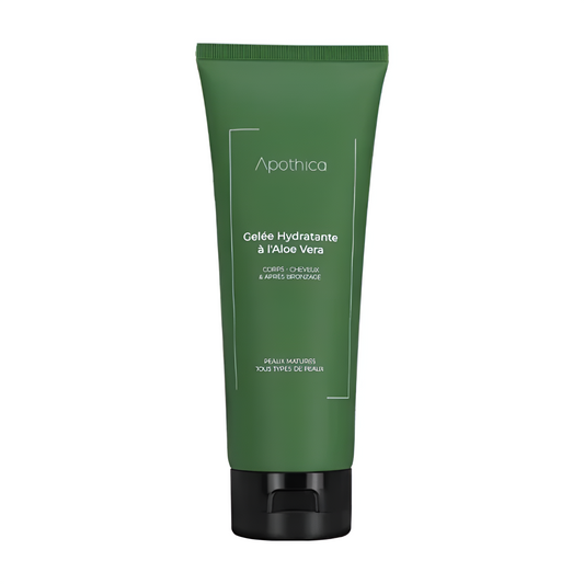 Gelée hydratante à l’aloe vera Apothica 200 ml sur laparadulac.com, parapharmacie Tunisie, soin apaisant & hydratant visage, corps et cheveux.

