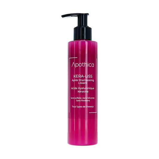APOTHICA Kera Liss après-shampooing lissant 200ml cheveux soyeux, disponible sur laparadulac.com, parapharmacie Tunisie.

