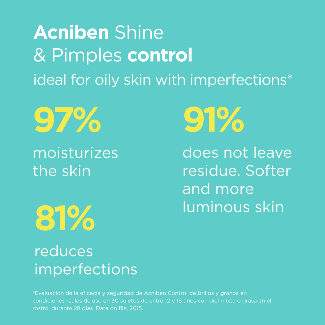 Gel-crème visage Acniben Shine & Pimples Control – Anti-boutons, peau grasse – Laparadulac Parapharmacie Tunisie – Disponible sur laparadulac.com.

