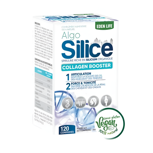 AlgoSilice Eden Life – articulations, peau et cheveux renforcés naturellement avec spiruline, disponible sur laparadulac.com – parapharmacie Tunisie santé naturelle.

