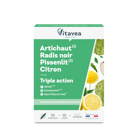 Ampoules détox Vitavea – parapharmacie Tunisie sur laparadulac.com – artichaut, radis noir, citron pour digestion et foie sain

