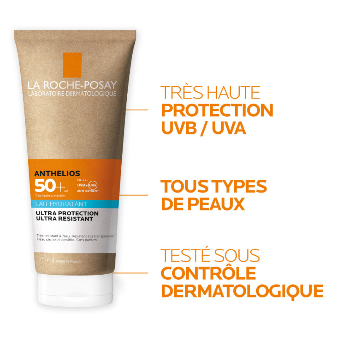 La Roche-Posay Anthelios Lait Hydratant SPF50+ – Crème solaire peau sèche Tunisie – achat sur laparadulac.com

