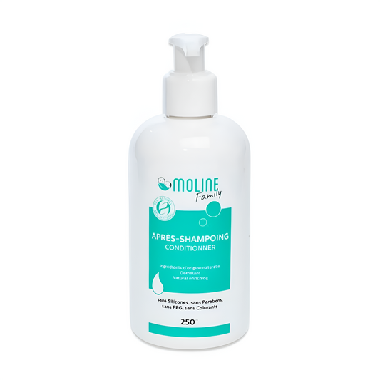 Moline Après-Shampoing 250ml sur laparadulac.com, parapharmacie Tunisie : soin naturel démêlant à l’aloe vera, pour toute la famille et tous types de cheveux.