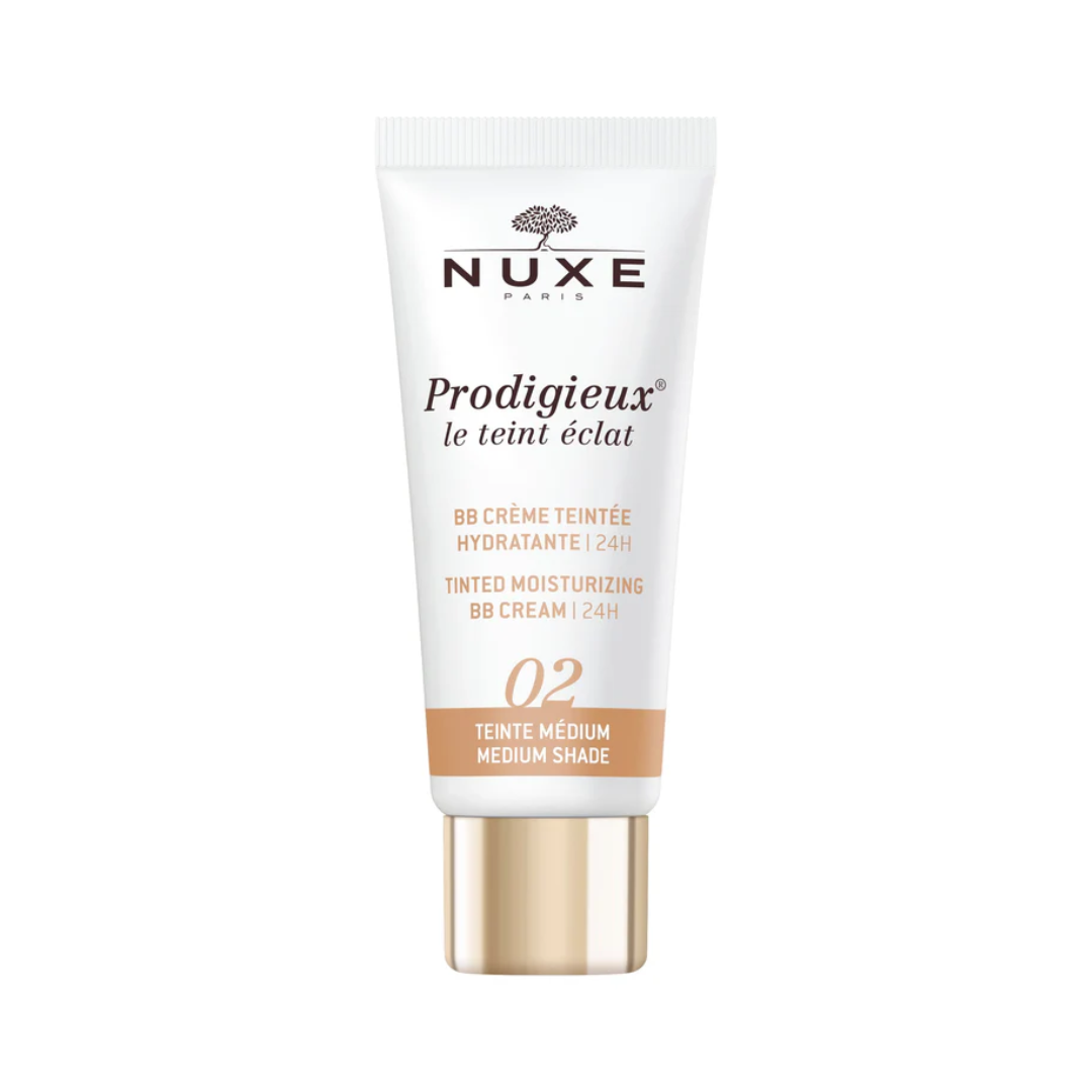 BB Crème NUXE Prodigieux Le Teint Éclat 02 Medium sur laparadulac.com – soin teinté hydratant non comédogène en parapharmacie Tunisie