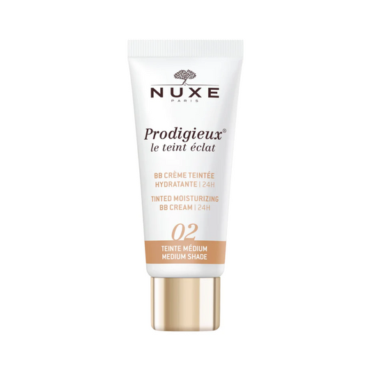 BB Crème NUXE Prodigieux Le Teint Éclat 02 Medium sur laparadulac.com – soin teinté hydratant non comédogène en parapharmacie Tunisie