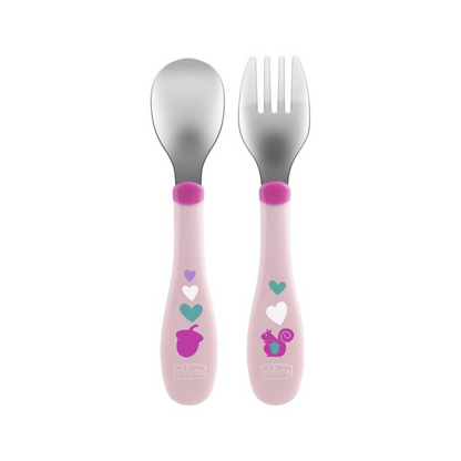 Set Chicco cuillère et fourchette inox bébé 18 mois+ rose – sur laparadulac.com parapharmacie Tunisie

