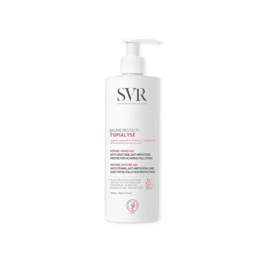 SVR Topialyse Baume Protect+ Tunisie – baume relipidant anti-sécheresse et anti-démangeaisons, soin apaisant et protecteur 48h pour peaux sensibles et atopiques, crème émolliente SVR dermatologie française, parapharmacie en ligne Tunisie Lac 2, produits SVR originaux pas cher Tunisie, acheter baume SVR Topialyse en Tunisie sur laparadulac.com