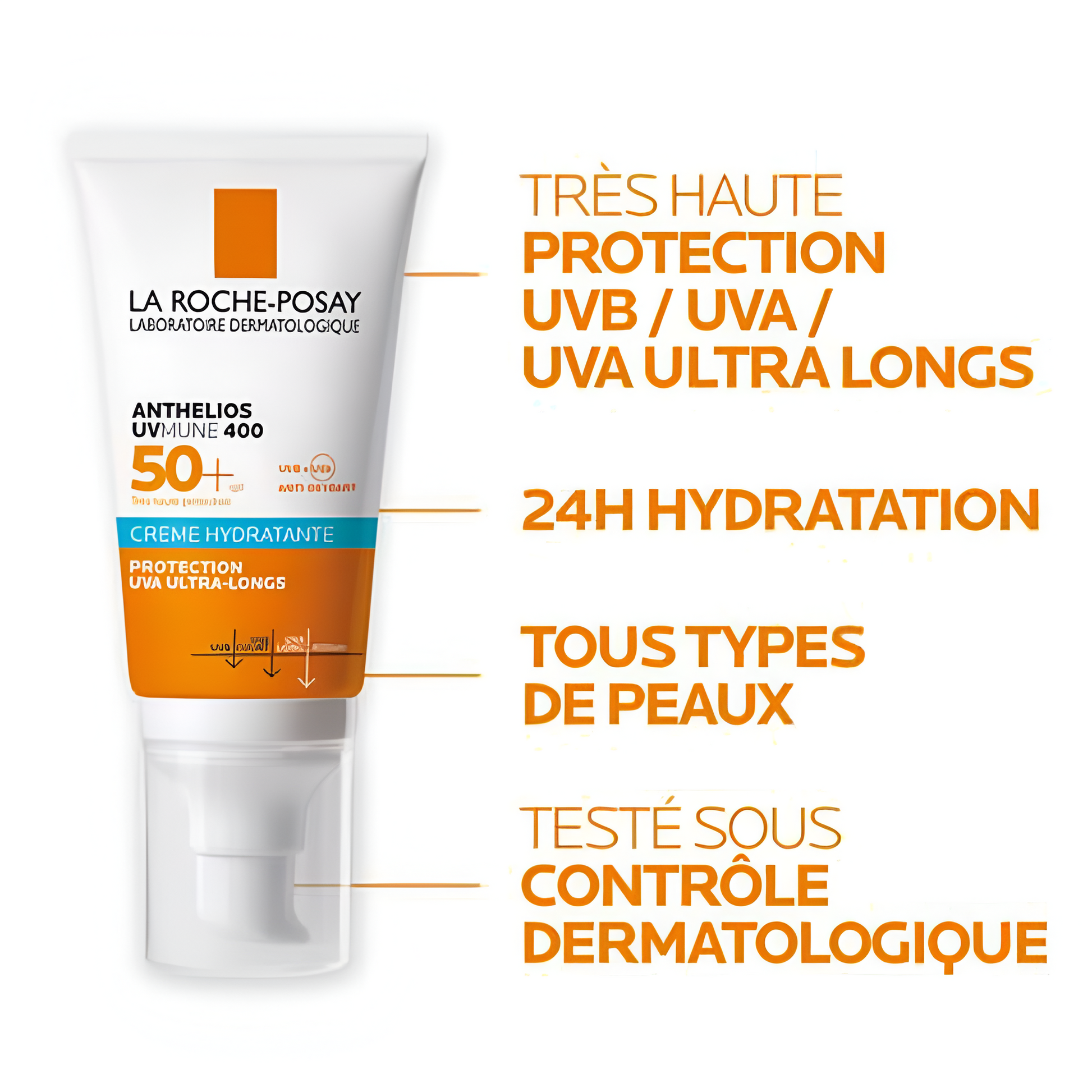 Anthelios UVMUNE 400 La Roche-Posay – crème solaire hydratante SPF50+ invisible – parapharmacie en ligne Tunisie – laparadulac.com


