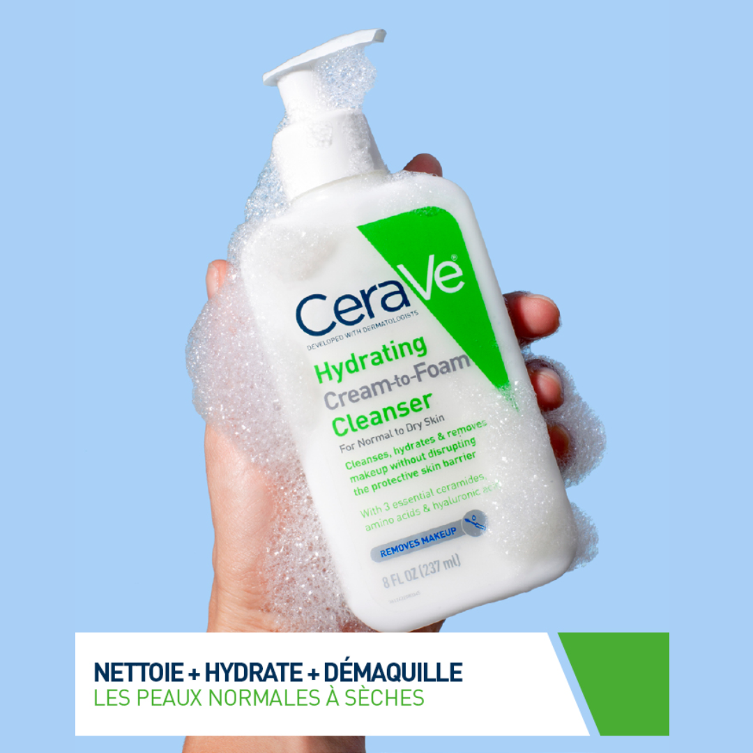 Crème Moussante Nettoyante Hydratante CeraVe – nettoyant et démaquillant doux visage et yeux – parapharmacie en ligne Tunisie – laparadulac.com