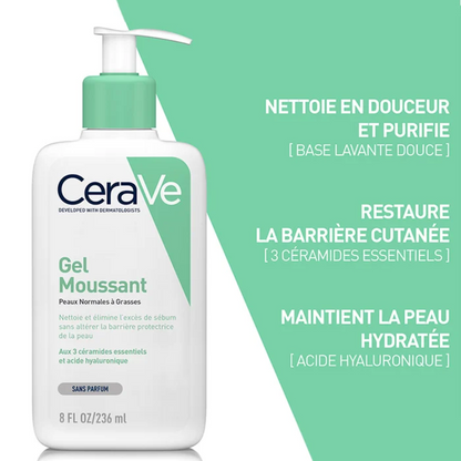 Gel Moussant CeraVe – nettoyant moussant visage et corps peaux grasses – parapharmacie en ligne Tunisie – laparadulac.com

