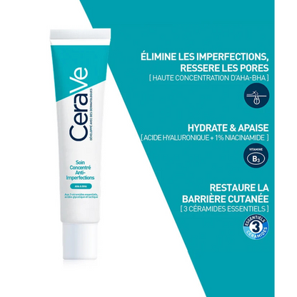 Soin Concentré Anti-Imperfections CeraVe – gel anti-boutons exfoliant et hydratant – parapharmacie en ligne Tunisie – laparadulac.com