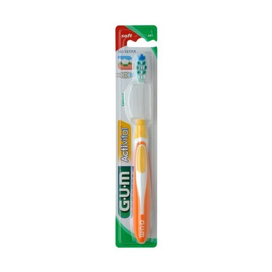 Brosse à dents GUM Activital Souple 581, laparadulac.com, parapharmacie Tunisie, élimination plaque dentaire, protection gencives, hygiène quotidienne