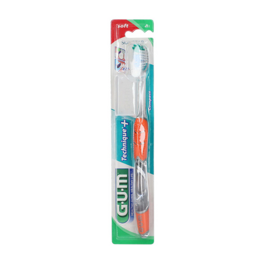 Brosse à dents GUM Technique Plus Soft 491, laparadulac.com, parapharmacie Tunisie, pour un brossage parfait à 45° et un nettoyage en profondeur