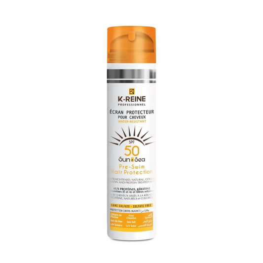 Spray capillaire SPF50 K-Reine 200ml sur laparadulac.com, parapharmacie Tunisie, pour protéger les cheveux du soleil, du sel et du chlore tout l'été.

