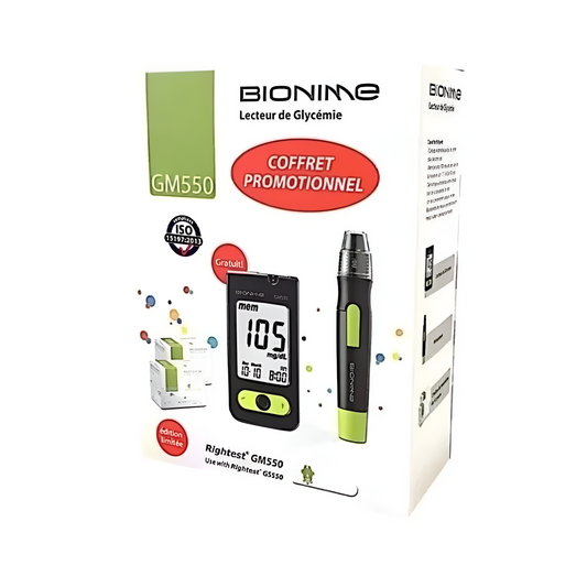 Kit glycémie BIONIME lecteur +100 bandes – parapharmacie Tunisie sur laparadulac.com