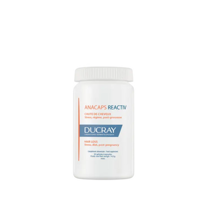 DUCRAY Anacaps Reactiv complément alimentaire cheveux et ongles – vegan et sûr, disponible sur laparadulac.com, parapharmacie Tunisie de référence.

