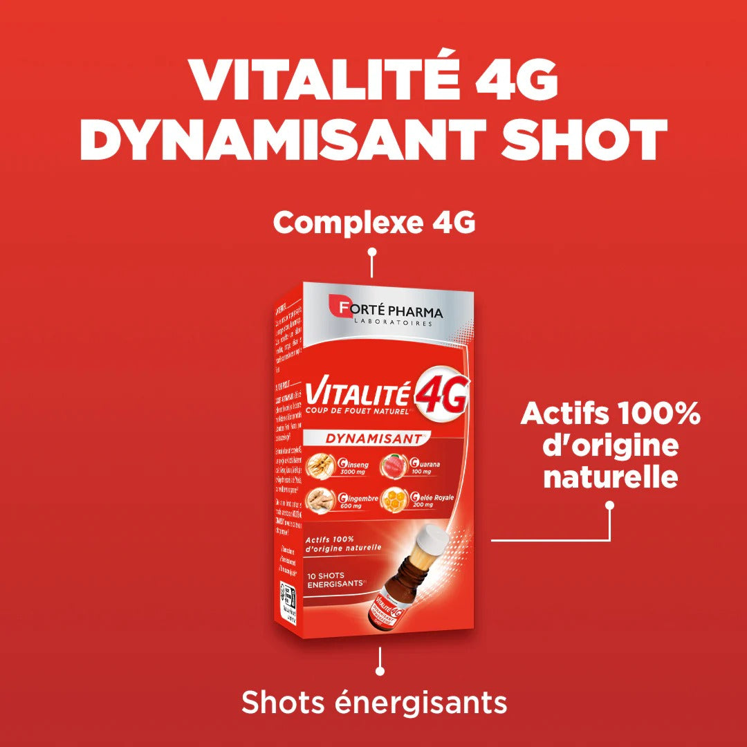 FORTE PHARMA Vitalité 4G Dynamisant 10 Shots chez laparadulac.com, parapharmacie Tunisie, booste énergie et concentration naturellement
