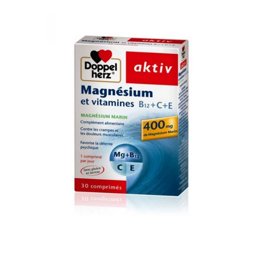 AKTIV Magnesium Vit B12 C E disponible sur laparadulac.com, parapharmacie Tunisie pour muscles détendus et énergie quotidienne.