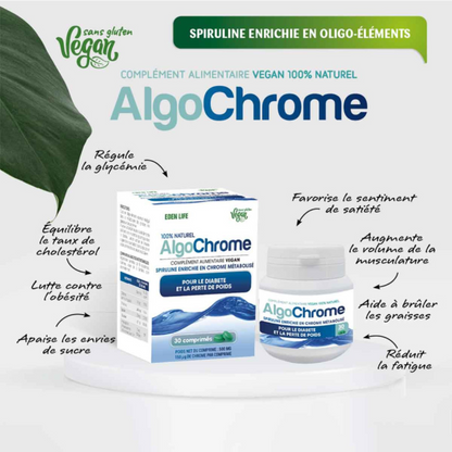 Complément alimentaire AlgoChrome Eden Life 30 comprimés, disponible sur laparadulac.com – parapharmacie Tunisie, idéal pour la santé métabolique.

