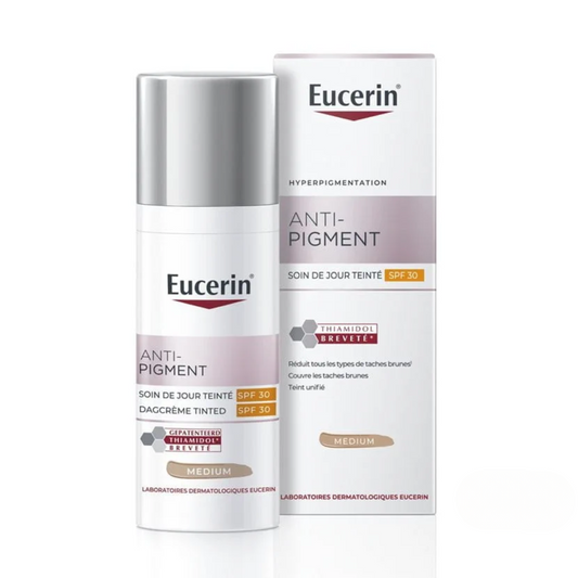 EUCERIN Anti-Pigment Crème de Jour SPF30 Tunisie – soin visage dépigmentant anti-taches brunes, crème hydratante protectrice SPF30, dermocosmétique Eucerin, parapharmacie en ligne Tunisie Lac 2, produits EUCERIN originaux pas cher Tunisie, acheter crème Anti-Pigment Eucerin en Tunisie sur laparadulac.com