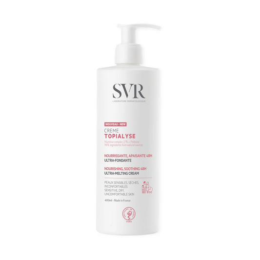 Crème nourrissante SVR Topialyse 400ml visage et corps sur laparadulac.com – parapharmacie Tunisie pour peaux sèches de toute la famille. SVR Tunisie.

