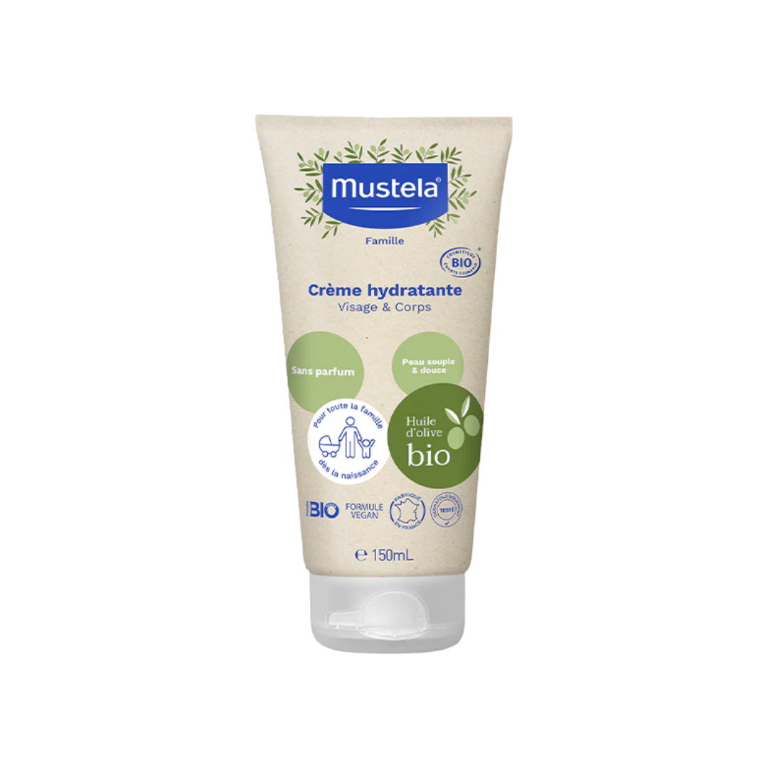 Crème hydratante bio Mustela 150ml visage et corps – laparadulac.com, parapharmacie Tunisie.