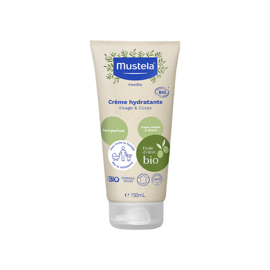 Crème hydratante bio Mustela 150ml visage et corps – laparadulac.com, parapharmacie Tunisie.