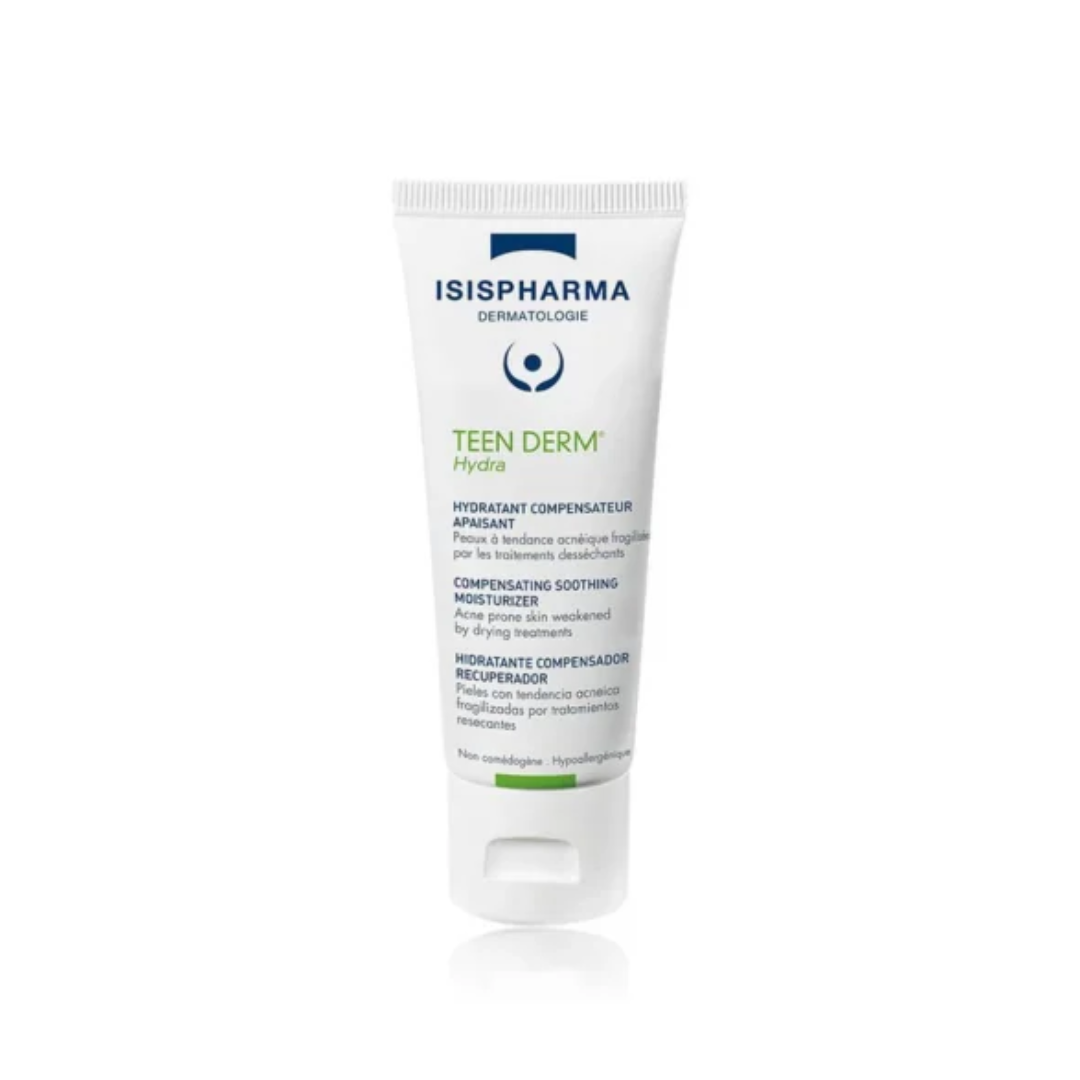 ISISPHARMA Teen Derm Hydra Tunisie – crème hydratante réparatrice visage, soin apaisant peau grasse fragilisée par traitements anti-acné, dermocosmétique française ISISPHARMA, parapharmacie en ligne Tunisie Lac 2, produits Teen Derm originaux pas cher Tunisie, acheter ISISPHARMA Teen Derm Hydra en Tunisie sur laparadulac.com