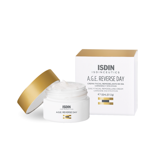 ISDIN A.G.E. Reverse Day – Crème anti-âge remodelante visage 50 ml – Disponible sur laparadulac.com – Laparadulac Parapharmacie Tunisie.

