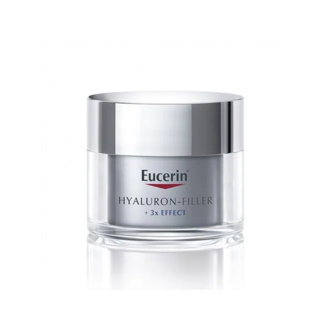 Eucerin Hyaluron-Filler 3x Effect Soin de Nuit en Tunisie – crème nuit anti-âge, hydrate et repulpe, aide à lisser rides et ridules, régénération nocturne, idéal peau sensible, parapharmacie en ligne La Para du Lac laparadulac.com, livraison rapide, prix.