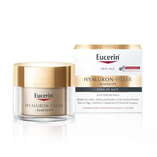 Eucerin Hyaluron-Filler Elasticity Soin Nuit en Tunisie – crème nuit anti-âge, aide à raffermir la peau et améliorer l’élasticité, nourrit et lisse rides, idéal peaux matures, parapharmacie en ligne La Para du Lac laparadulac.com, livraison rapide, prix.