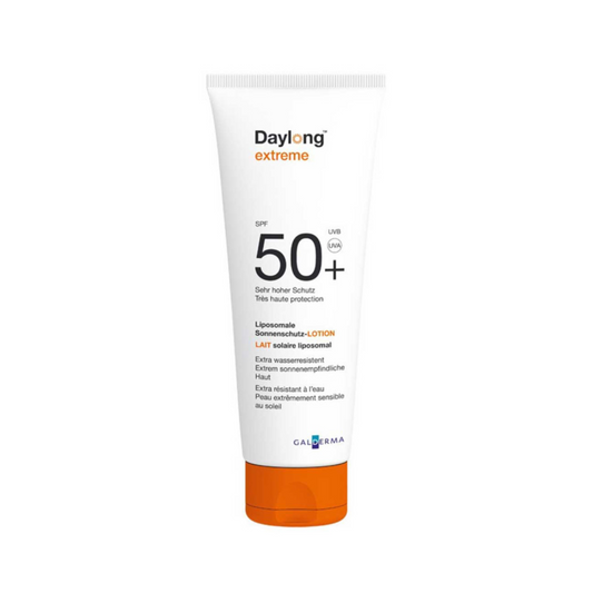 Lait solaire liposomal DAYLONG Extreme SPF50+ 200ml vendu sur laparadulac.com, parapharmacie Tunisie, haute protection UV pour peaux sensibles.


