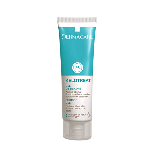 Gel silicone Kelotreat de DERMACARE disponible sur laparadulac.com, parapharmacie Tunisie pour soin des cicatrices.

