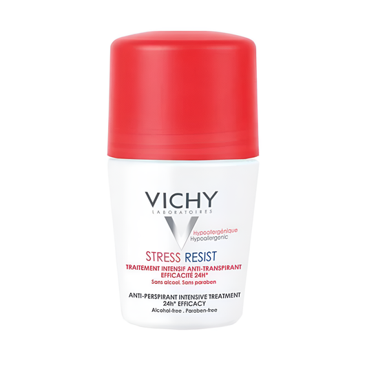 Déodorant Vichy Stress Resist, anti-transpirant intense pour transpiration liée au stress, tous types de peau.

