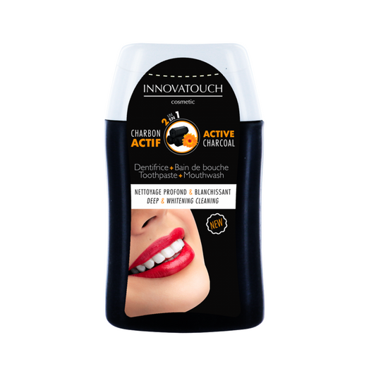 Soin 2 en 1 dentifrice et bain de bouche Innovatouch au charbon actif, laparadulac.com, parapharmacie Tunisie, pour dents blanches et haleine fraîche