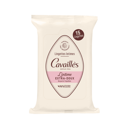 Lingettes intimes Rogé Cavaillès 15 pièces sur laparadulac.com, parapharmacie Tunisie, hygiène douce et fraîcheur quotidienne.

