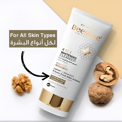 "BEESLINE Gel nettoyant visage 4-en-1, purifiant, éclaircissant, exfoliant – 150ml parapharmacie Tunisie laparadulac.com."

