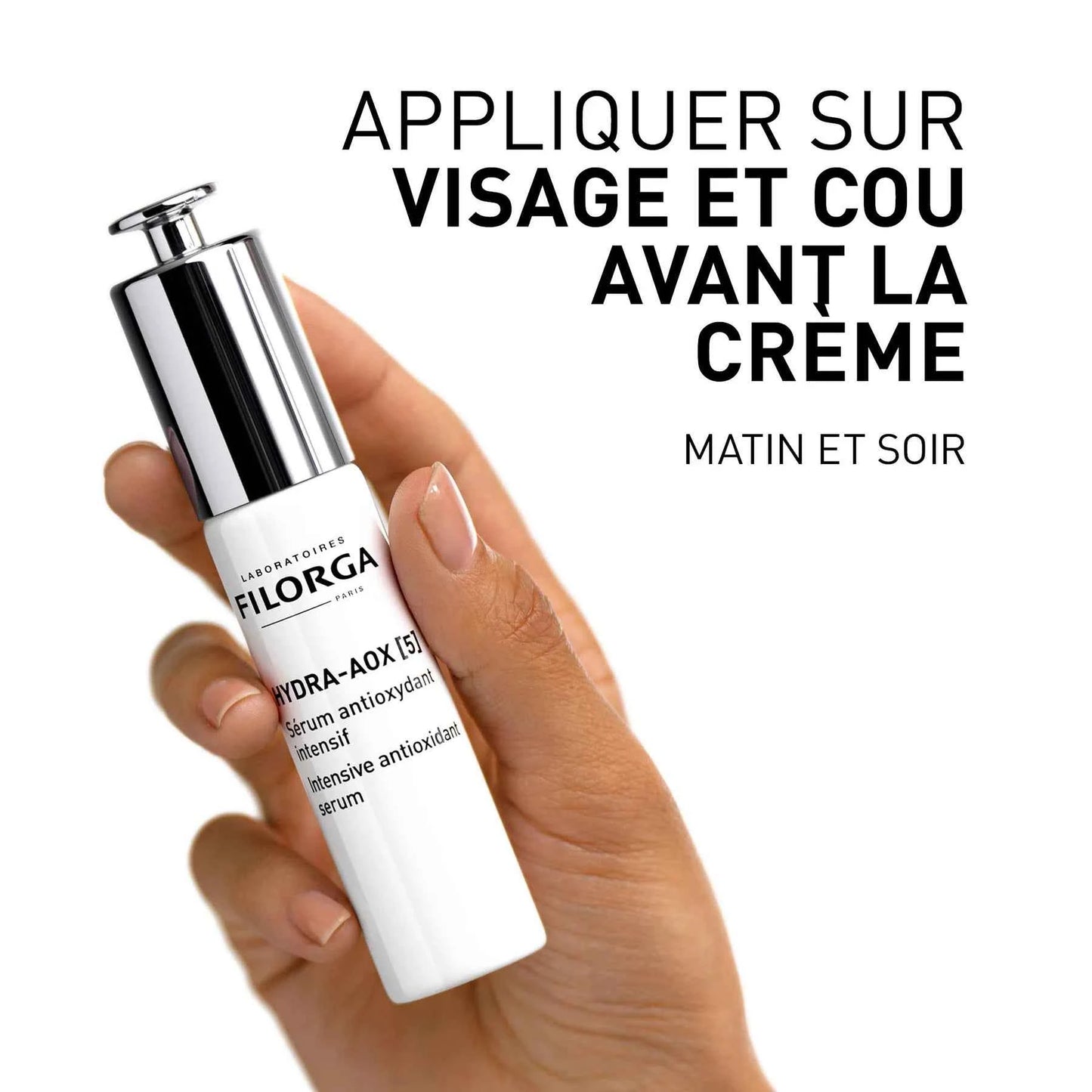Sérum antioxydant Filorga Hydra-AOX [5] – soin visage anti-âge éclat, aide à améliorer l’uniformité du teint et la souplesse de la peau (selon usage), commande sur laparadulac.com, livraison partout en Tunisie.