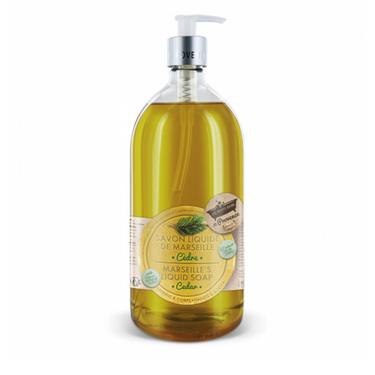 Savon liquide cèdre Les Petits Bains de Provence 1L – nettoyant tonifiant et naturel

