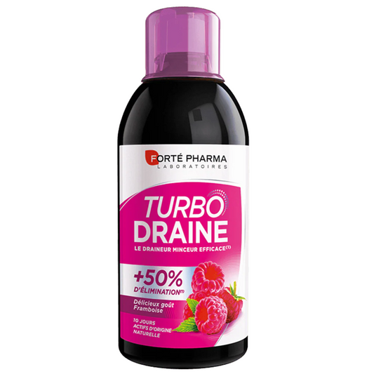 Draineur minceur TurboDraine goût framboise 500ml disponible sur laparadulac.com, votre parapharmacie Tunisie spécialisée en compléments alimentaires naturels.
