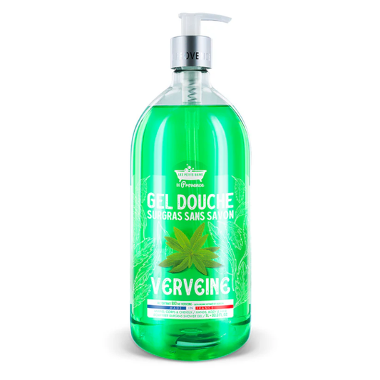 Gel douche Verveine Les Petits Bains de Provence 1L – soin frais et hydratant corps et cheveux

