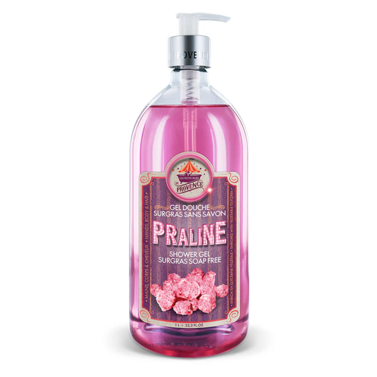 Gel douche Praline Les Petits Bains de Provence 1L – soin parfumé corps et cheveux Fête Foraine

