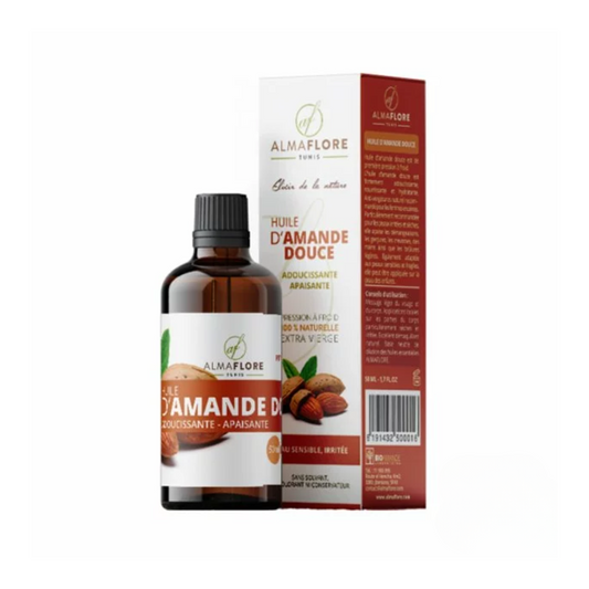 Huile d'amande douce Almaflore 50ml – soin multi-usages naturel, disponible sur laparadulac.com, parapharmacie Tunisie.