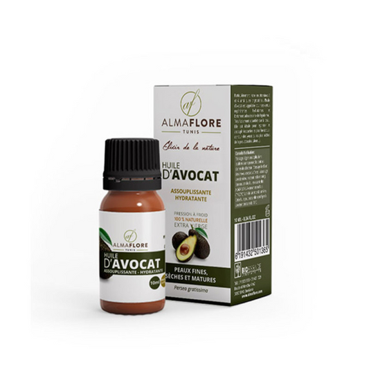 Huile d’avocat Almaflore 10ml – soin visage, cheveux et corps sur laparadulac.com, parapharmacie Tunisie.