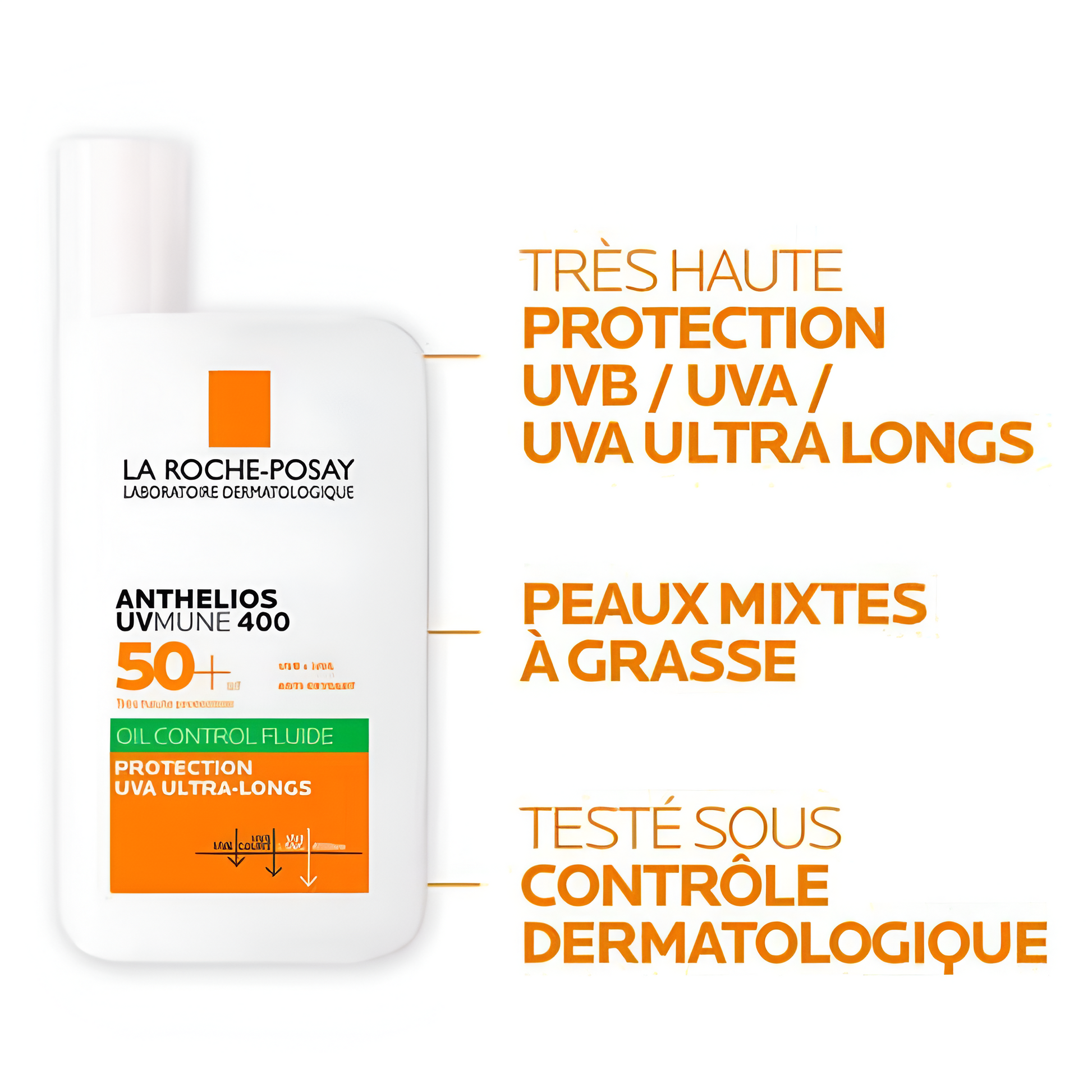 La Roche-Posay UVmune 400 Fluide SPF50+ – Crème solaire visage peau grasse Tunisie – En vente sur laparadulac.com

