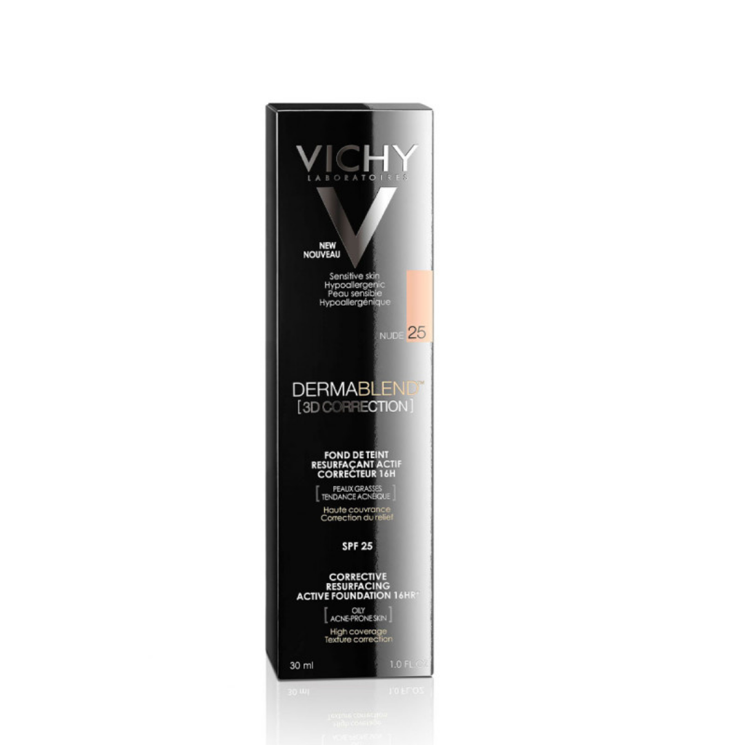 Fond de teint correcteur Vichy Dermablend 3D Correction 25 Nude sur laparadulac.com, parapharmacie Tunisie pour maquillage peau grasse à Tunis.


