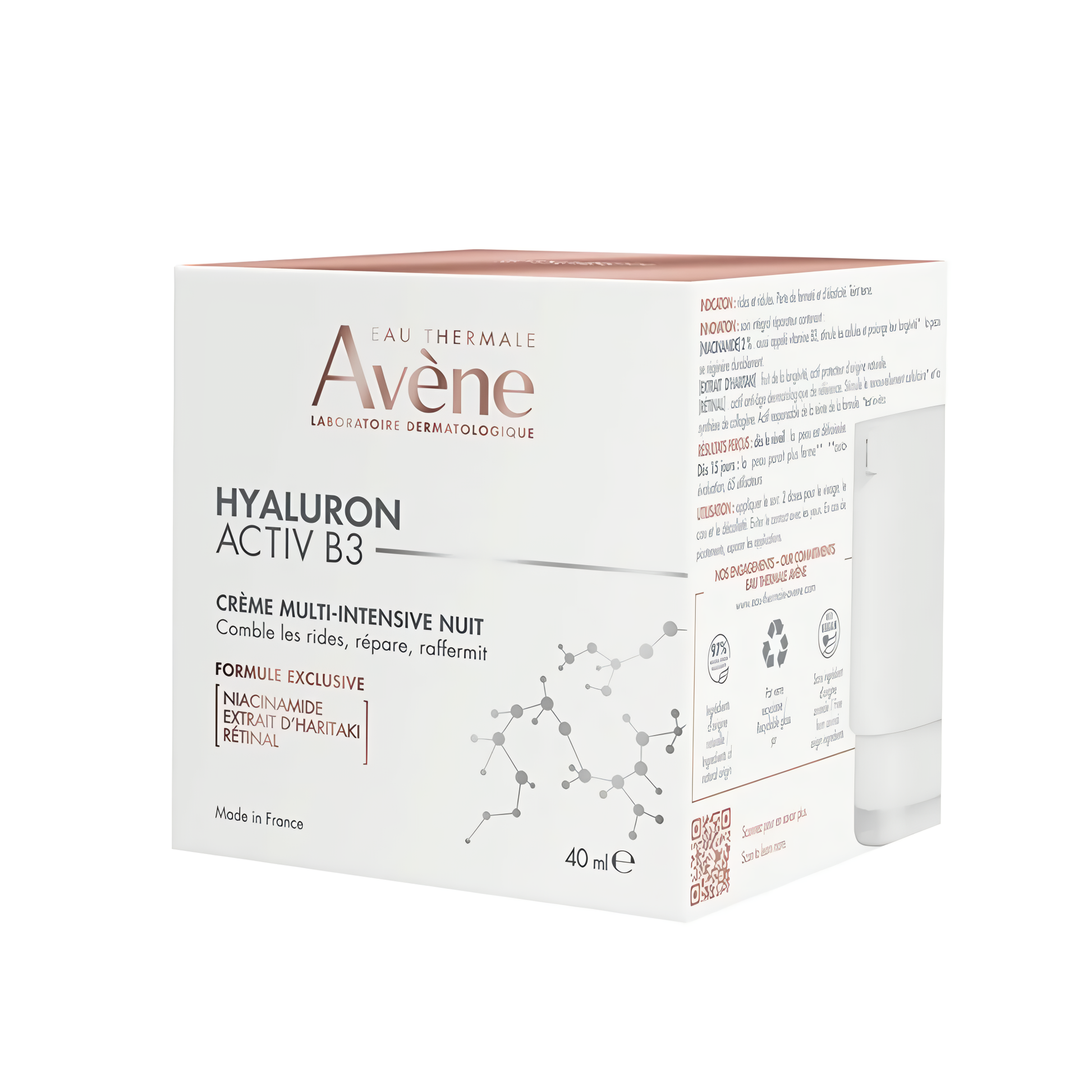 Crème de nuit anti-âge Avène Hyaluron Activ B3 – rétinal & niacinamide – pot pompe 40ml – laparadulac.com

