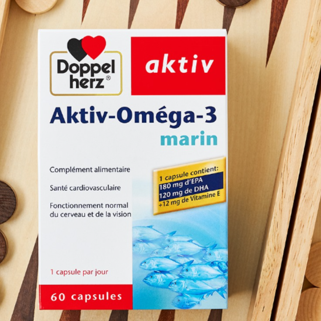 Complément Oméga-3 marin sur laparadulac.com, parapharmacie Tunisie, pour cœur sain, mémoire vive et énergie naturelle.

