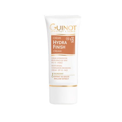 "GUINOT Crème Hydra Finish SPF15+ 30ml - Crème hydratante et protectrice avec SPF15+, idéale pour une peau lumineuse, hydratée et protégée contre les agressions extérieures. Achetez sur LaParaDuLac.com, votre parapharmacie en ligne de référence en Tunisie et à Tunis. Livraison rapide et prix compétitifs."