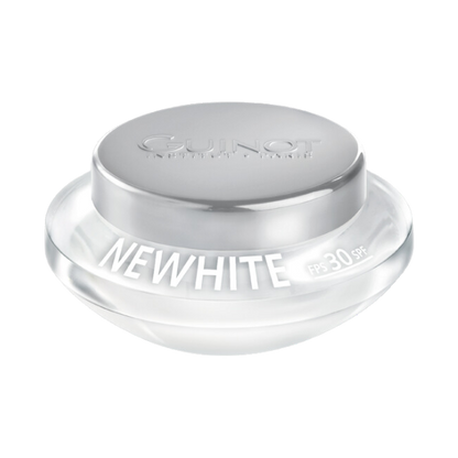 GUINOT Crème Jour NEWHITE FPS30 – crème de jour éclaircissante anti-taches, soin protecteur visage SPF30, cosmétique française Guinot, parapharmacie en ligne Tunisie, produits dépigmentants et anti-âge, soins visage professionnels, acheter Guinot Tunisie sur laparadulac.com